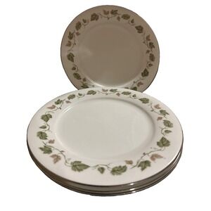 Set Of 4 Vintage Noritake Vineyard 6449 10.5" Dinner Plate Leaves Vine Platinum